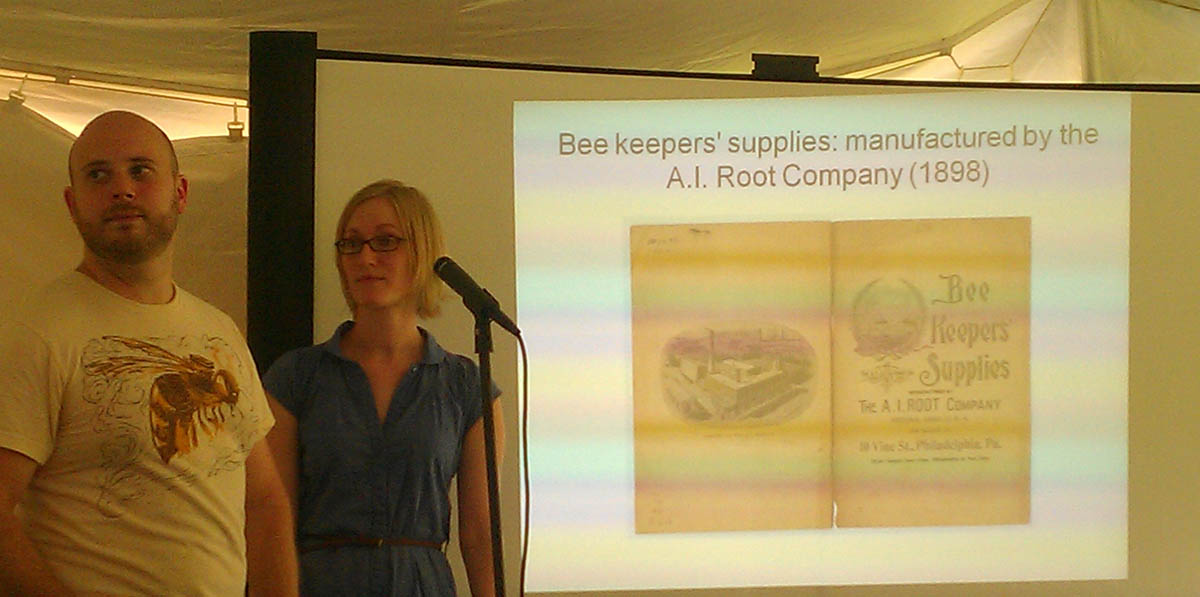 Matt and Sarah answering questions during 300 Years of the Philadelphia Honeybee